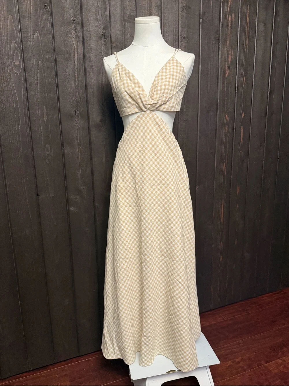 Abercrombie & Fitch The Julia Slip Cut Out Maxi Dress M Linen Summer Coastal NWT